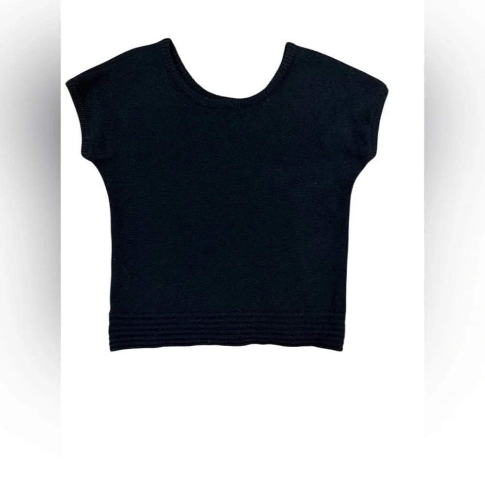 Vintage Alberoy Lambswool Short Sleeve Crewneck Sweater Black Size Medium